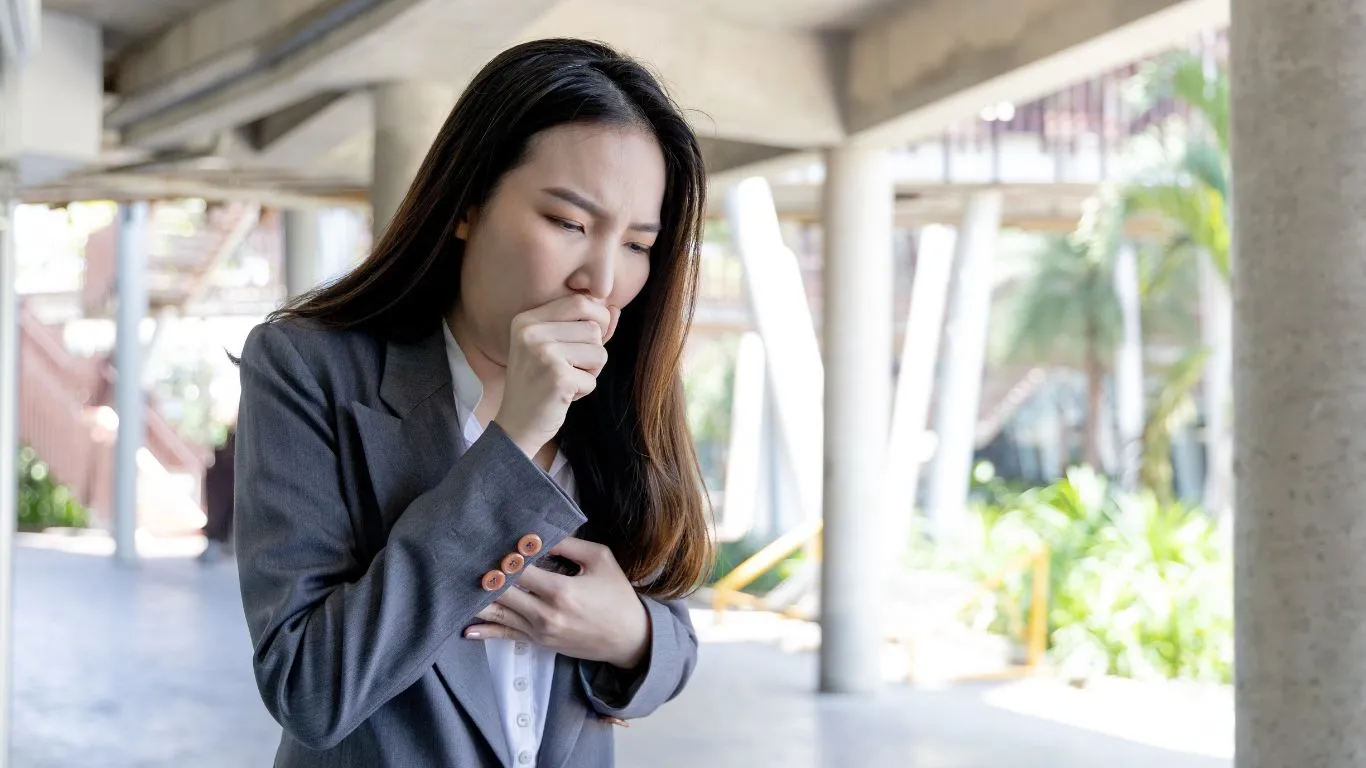 A person practicing Ujjayi breathing for asthma relief