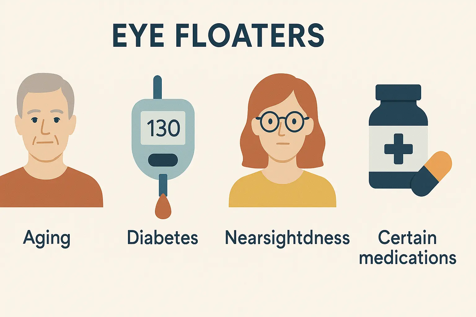 Illustration of risk factors for eye floaters