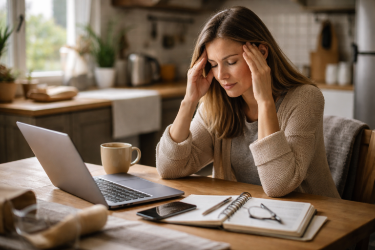 A person sitting at a table by a window, resting their head on one hand while looking outside