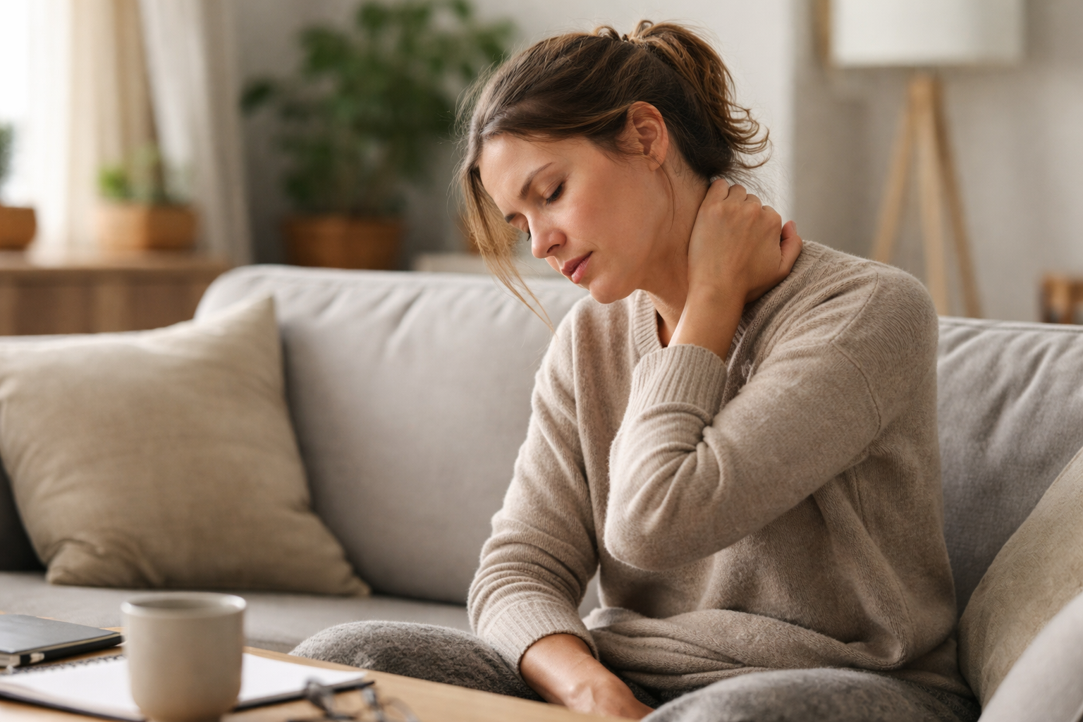 Soft morning light coming through a kitchen window onto a quiet countertop and sink.