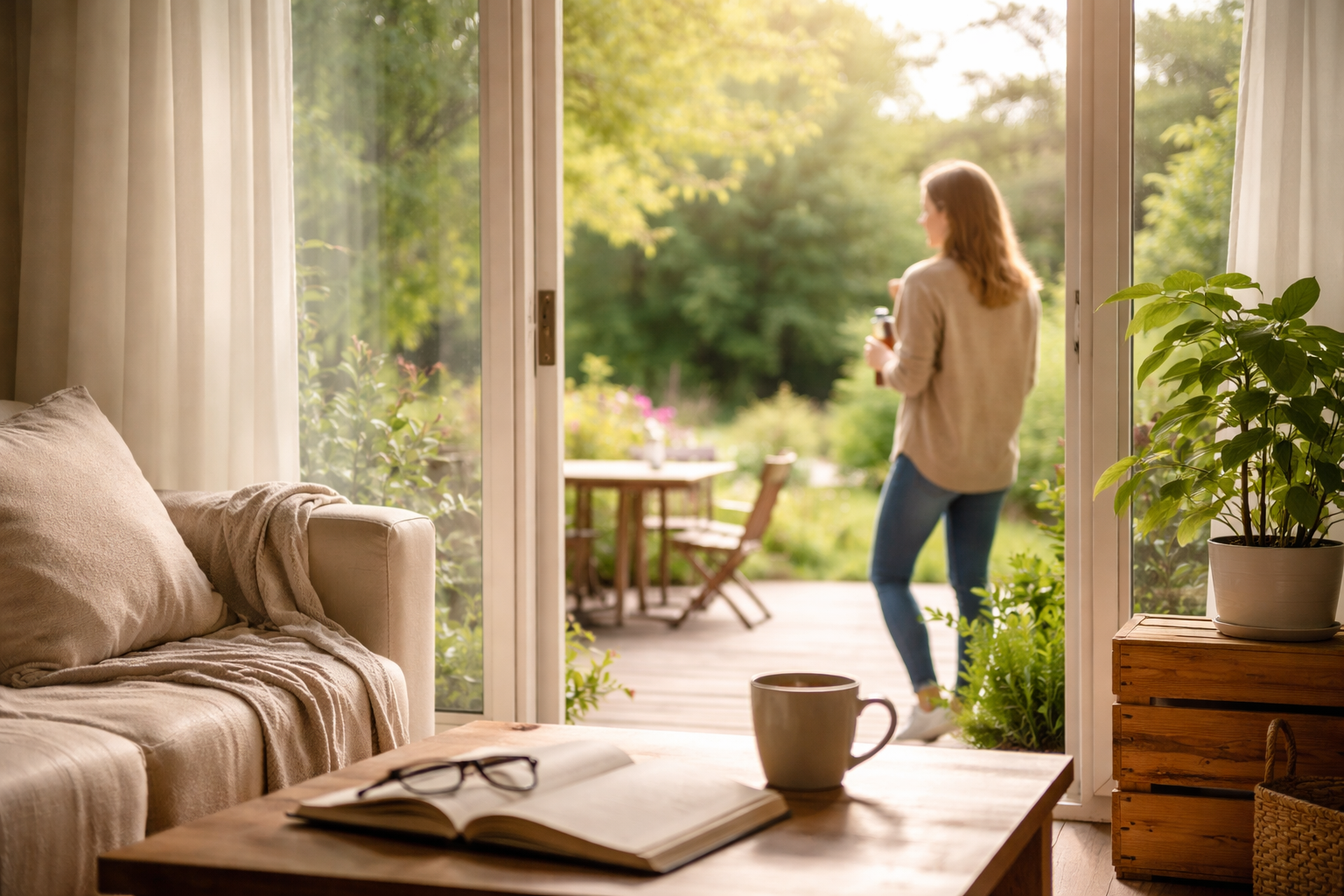 Sunlight coming through a window onto a small table and chair in a quiet room