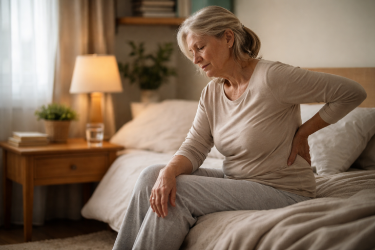 A person sitting quietly near a window while soft morning light fills the room
