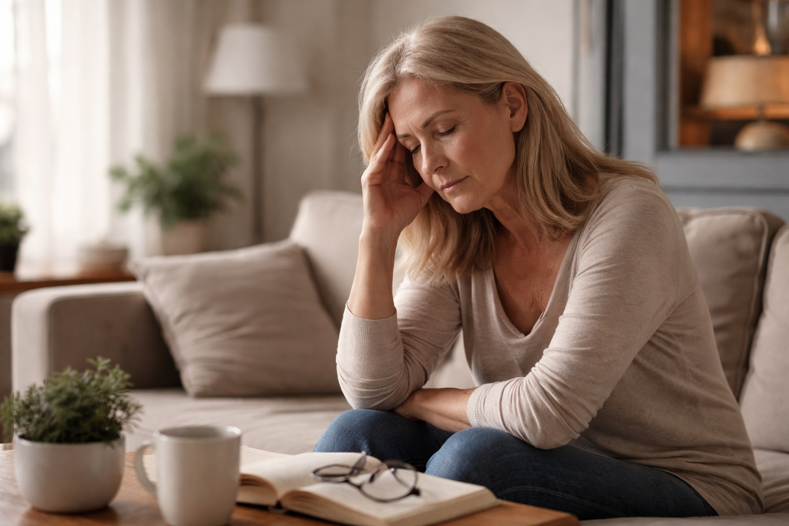 Person sitting at kitchen table with soft morning light through window