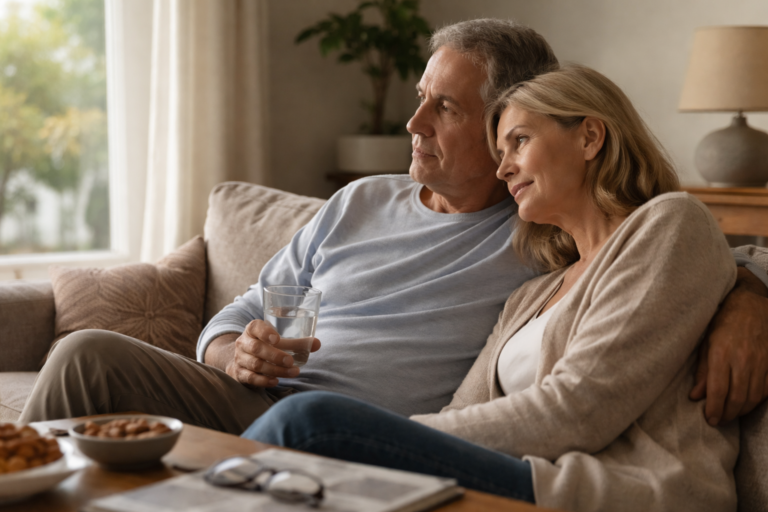 A quiet home setting with gentle light and a person enjoying a still moment indoors